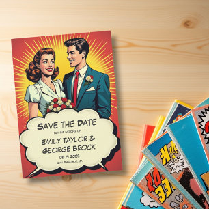 Vintag Retro Romantische Couple Comic Hochzeit Save The Date