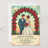 Vintag Retro Romantische Pastellbläserei - Comic Einladung (Vorderseite)