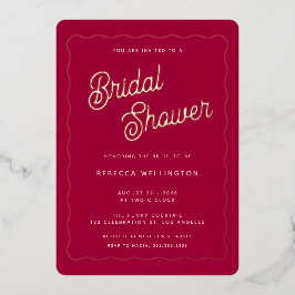 Vintag Retro Rosa Magenta Wave Brautparty Gold Folieneinladung