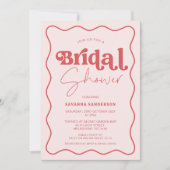 Vintag Retro Rosa Red Wave Brautparty Einladung (Vorderseite)