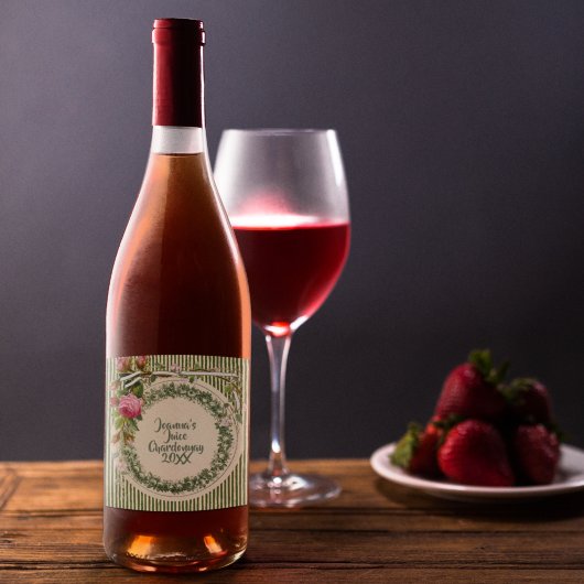 Vintag Retro Rosa Rosa Rosa Blüte Weinetikett