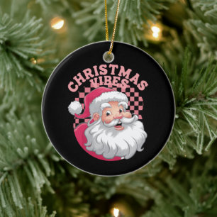 Vintag Retro Rosa Weihnachten Keramik Ornament