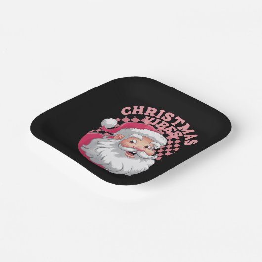 Vintag Retro Rosa Weihnachten Pappteller (Gewinkelt)