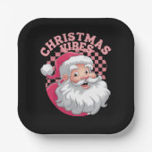 Vintag Retro Rosa Weihnachten Pappteller (Vorderseite)