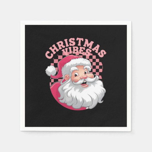 Vintag Retro Rosa Weihnachten Serviette (Vorderseite)