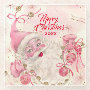 Vintag Retro Rosa Weihnachtsfeiertag Glasuntersetzer