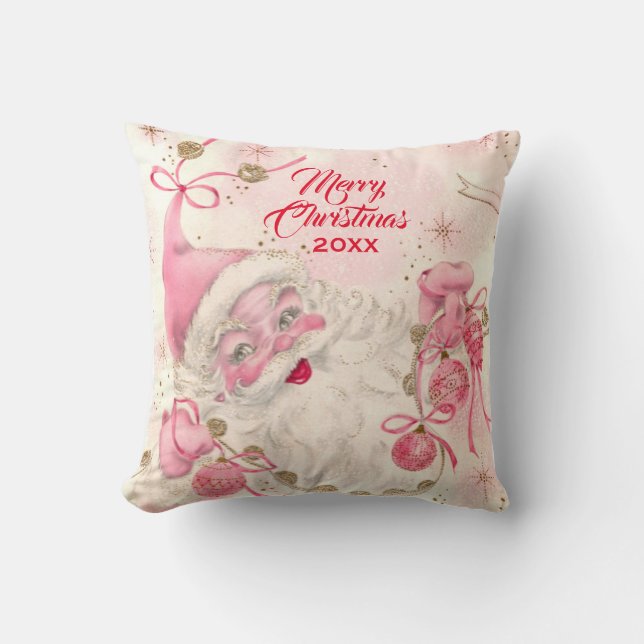 Vintag Retro Rosa Weihnachtsfeiertag Kissen (Vorderseite)