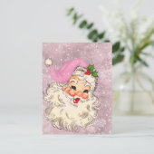 Vintag Retro Rosa Weihnachtsmann Weihnachten Postkarte (Stehend Vorderseite)