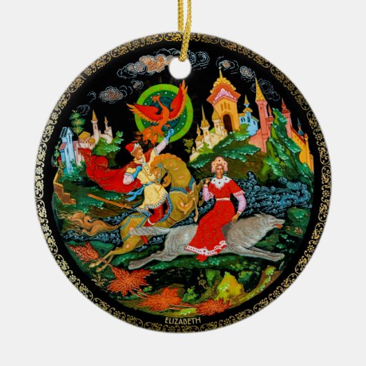 Vintag Retro Russische Märchen Fantasy Colorful Keramik Ornament (Vorne)