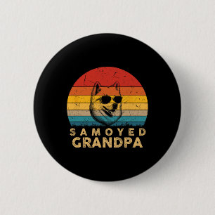 Vintag Retro Samoyed Opa Dog Lover Paw Vater Fan Button