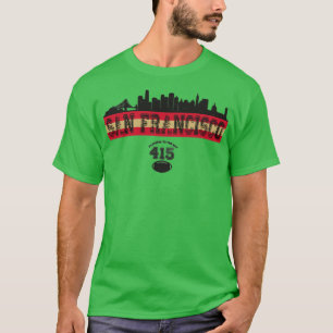 Vintag Retro San Francisco Skyline 415 Fußball T-Shirt