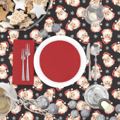 Vintag Retro Santa Black Christmas Tischdecke