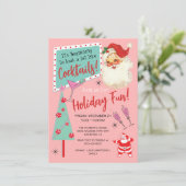 Vintag Retro Santa Christmas Cocktail Party Einladung (Stehend Vorderseite)