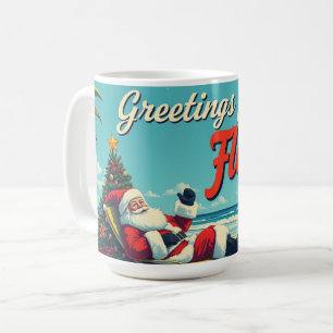 Vintag Retro Santa Claus am Strand - Florida Kaffeetasse