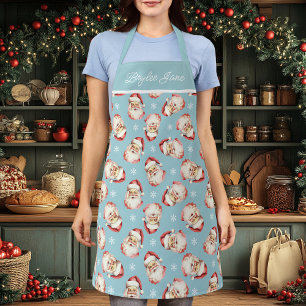 Vintag Retro Santa Claus Blue Personalisiert Schürze