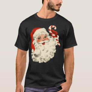 Vintag Retro Santa Claus Candy Cane Weihnachtsfeie T-Shirt