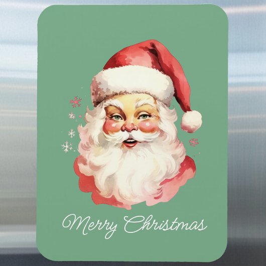 Vintag Retro Santa Claus Green Frohe Weihnachten Magnet