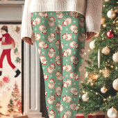 Vintag Retro Santa Claus Grünes Weihnachtsmuster Leggings