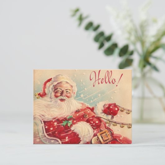 Vintag Retro Santa Claus Postkarte (Stehend Vorderseite)