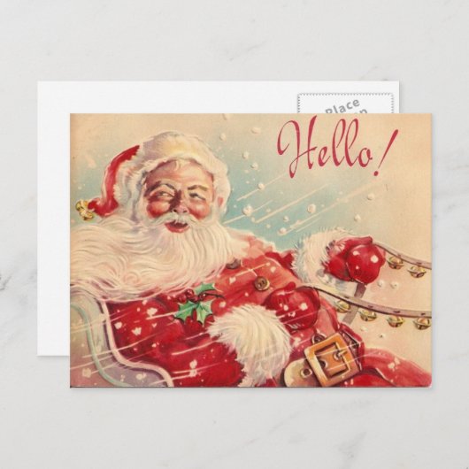 Vintag Retro Santa Claus Postkarte (Vorne/Hinten)