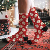 Vintag Retro Santa Claus Red Christmas Pattern Socken