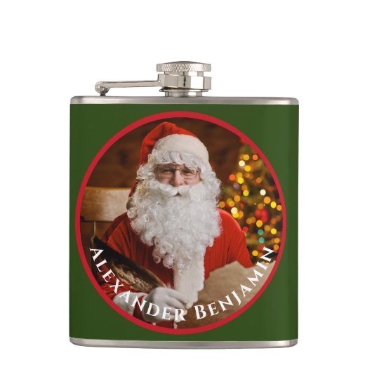 Vintag Retro Santa Claus Weihnachten personalisier Flachmann (Vorderseite)