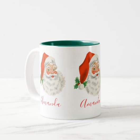 Vintag Retro Santa Claus Zweifarbige Tasse (Vorderseite Links)