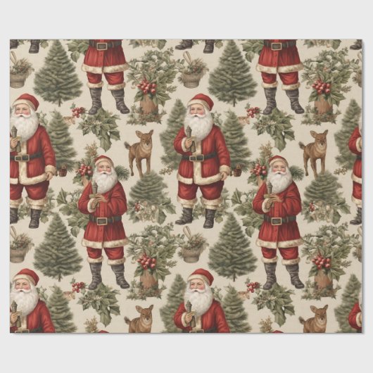 Vintag Retro Santa Geschenkpapier (Flach)