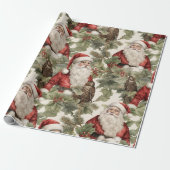 Vintag Retro Santa Geschenkpapier (Ungerollt)