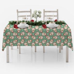 Vintag Retro Santa Green Weihnachten Tischdecke