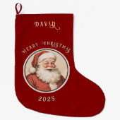 Vintag Retro Santa Großer Weihnachtsstrumpf (Vorderseite)
