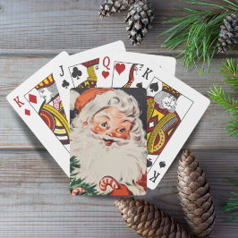 Vintag Retro Santa mit Candy Cane Weihnachten Spielkarten