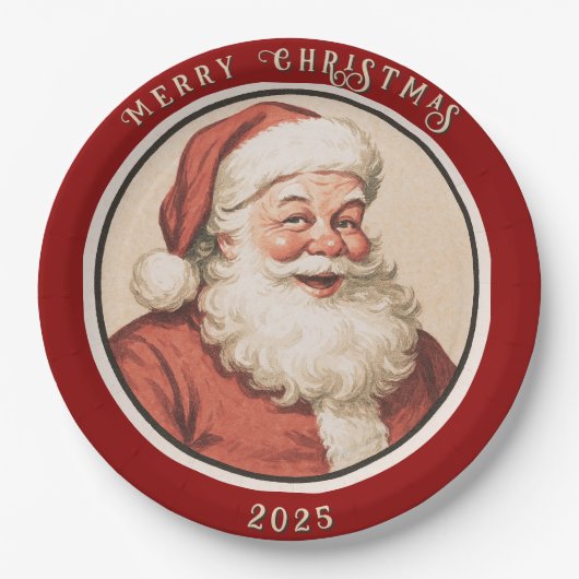 Vintag Retro Santa Pappteller (Vorderseite)