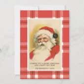 Vintag Retro Santa | Rote Karierte Weihnachtskarte (Vorderseite)