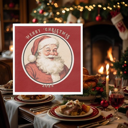 Vintag Retro Santa Serviette