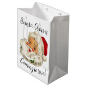 VINTAG/ RETRO SANTA Weihnachten Mittlere Geschenktüte (Vorderseite Schrägansicht)