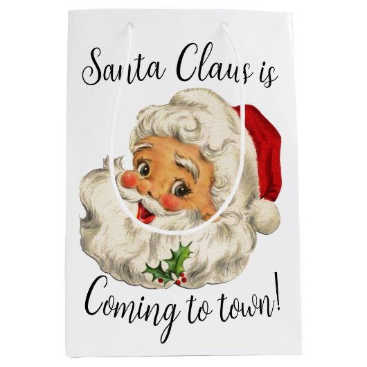 VINTAG/ RETRO SANTA Weihnachten Mittlere Geschenktüte (Vorderseite)