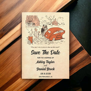 Vintag Retro Sarcasm Funny Wedding Save the Date Einladung