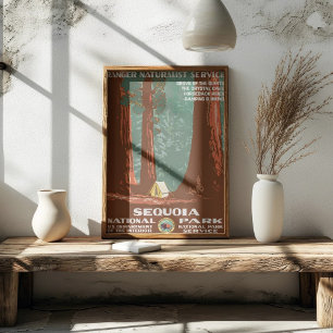 Vintag Retro Sequoia Nationalparkreise Poster