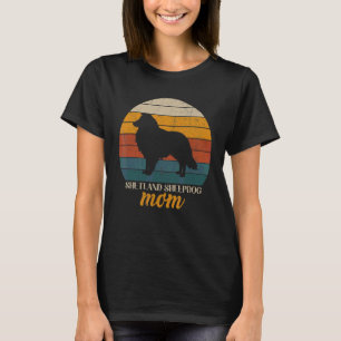 Vintag Retro Shetland Sheepdog Mama Happy Mother T-Shirt
