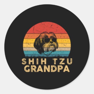 Vintag Retro Shih Tzu Grandpa Dog Lover Paw Vater Runder Aufkleber