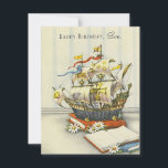 Vintag Retro Ship Happy Birthday Son Mitteilungskarte<br><div class="desc">Vintag Retro Schiff Happy Birthday Son.</div>