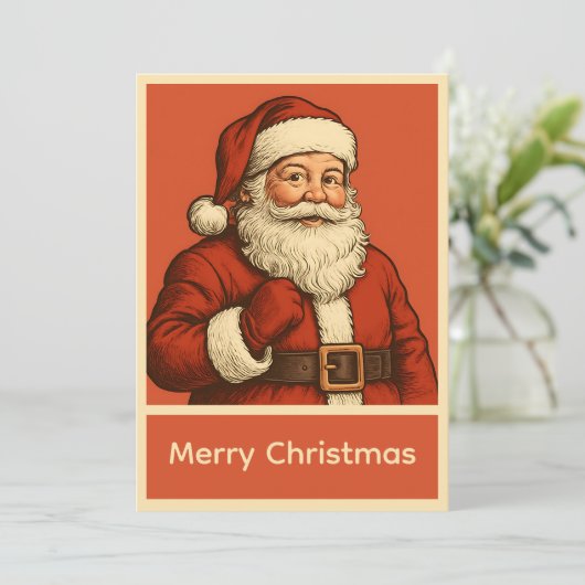 Vintag Retro Simple Weihnachten Weihnachtsmann (Stehend Vorderseite)