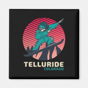 Vintag Retro Snowboarden Skelett Telluride Colo Magnet