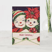 Vintag Retro Snowman Couple Weihnachten (Vorderseite)