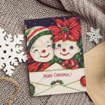 Vintag Retro Snowman Couple Weihnachten