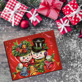 Vintag Retro Snowman Couple Weihnachten Grüße