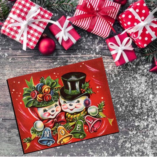 Vintag Retro Snowman Couple Weihnachten Grüße