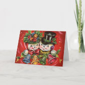 Vintag Retro Snowman Couple Weihnachten Grüße (Vorderseite)