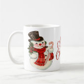 Vintag Retro Snowman Frohe Weihnachten Kaffeetasse (Links)